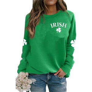 Women St. Patrick's Day Shamrock Sweatshirt Cotton Blend Irish Lucky Top